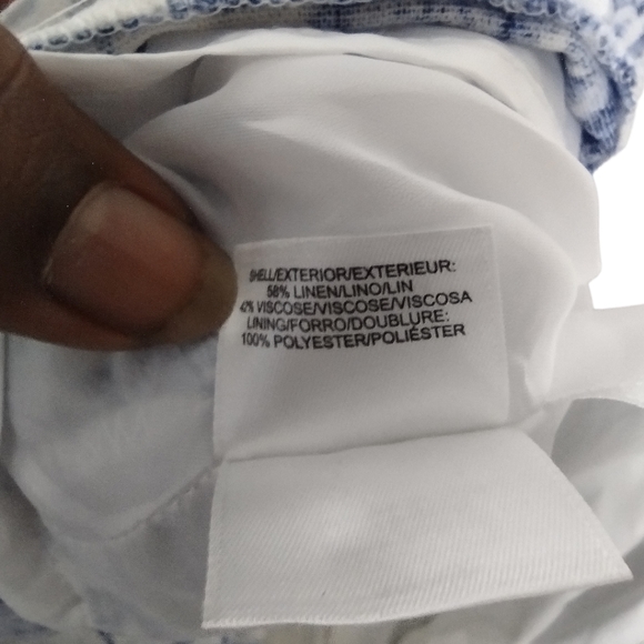 Anne Klein Blue Combo Floral Linen A-Line Dress - Picture 6 of 8